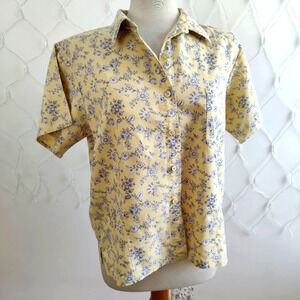 ¤ L.L. Bean Button Down Shirt • Coastal • Linen + Cotton Blend • Size Medium